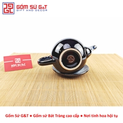 Bộ trà hỏa biến quai C lòng hoa men xanh