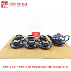 Bộ trà hỏa biến quả hồng bé lòng hoa xanh