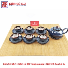 Bộ trà hỏa biến quả hồng bé lòng hoa xanh