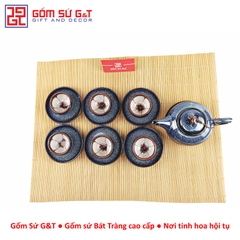Bộ trà hỏa biến quả hồng bé lòng hoa xanh