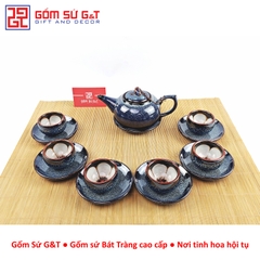 Bộ trà hỏa biến quả hồng bé lòng hoa xanh
