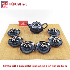 Bộ trà hỏa biến quả hồng bé lòng hoa xanh