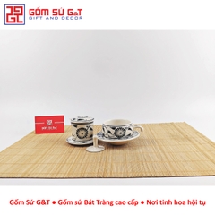 Bộ phin cafe vẽ hoa bèo đỏ