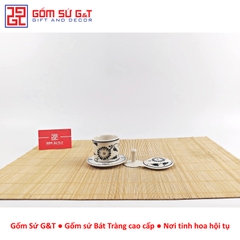 Bộ phin cafe vẽ hoa bèo đỏ