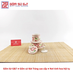 Bộ phin cafe vẽ hoa bèo đỏ
