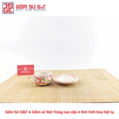 Bộ phin cafe vẽ hoa bèo đỏ