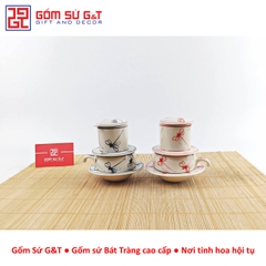 Bộ phin cafe vẽ chuồn kim