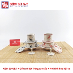 Bộ phin cafe vẽ chuồn kim