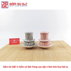 Bộ phin cafe vẽ hoa bèo