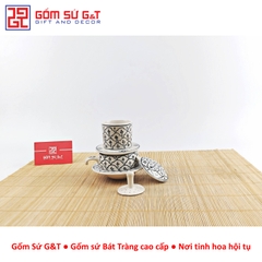 Bộ phin cafe vẽ hoa bèo