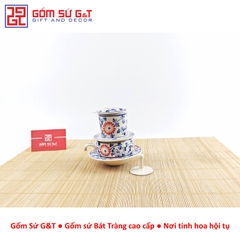 Bộ phin cafe vẽ hoa dây màu