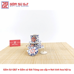Bộ phin cafe vẽ hoa dây màu