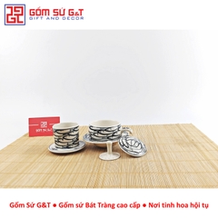 Bộ tách cà phê vẽ cá đàn