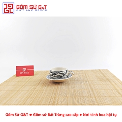 Bộ tách cà phê vẽ cá đàn