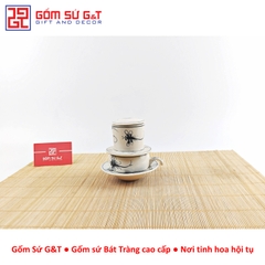 Bộ phin cà phê vẽ chuồn khoai tràm