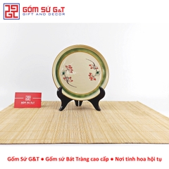 Bộ trà @ vẽ sen đỏ khay sứ