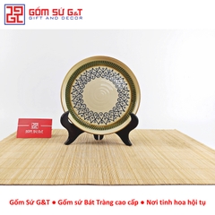 Bộ trà quai ngang vẽ hoa bèo khay sứ