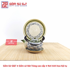 Bộ trà Nhật vẽ cá đàn khay sứ