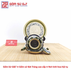 Bộ trà Nhật vẽ cá đàn khay sứ