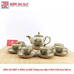 Bộ trà dáng bưởi vẽ chuồn khoai