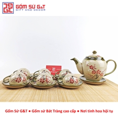 Bộ trà Minh Long vẽ đào đỏ