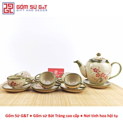 Bộ trà Minh Long vẽ đào đỏ