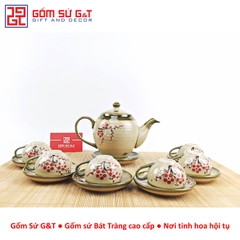 Bộ trà Minh Long vẽ đào đỏ