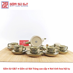 Bộ trà quai vuông vẽ chuồn khoai