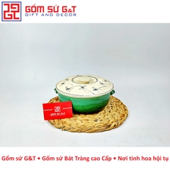 Âu cơm men xanh đồng vẽ chuồn kim