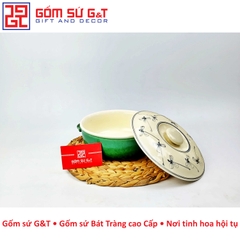 Âu cơm men xanh đồng vẽ chuồn kim