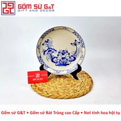 Đĩa tròn vẽ sen bụi xanh