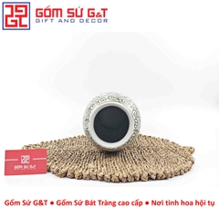 Lọ hoa dáng phích xanh khắc ngàn hoa H28