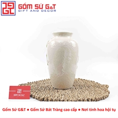 Lọ hoa dáng phích khắc hoa mộc lan hồng H27