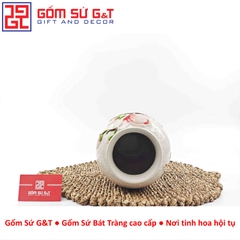Lọ hoa dáng phích khắc hoa mộc lan hồng H27