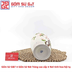 Lọ hoa dáng phích khắc hoa mộc lan hồng H27