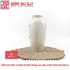 Lọ hoa dáng chân đèn khắc hoa mộc lan hồng H30