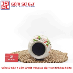 Lọ hoa dáng chân đèn khắc hoa mộc lan hồng H30