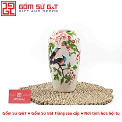 Lọ hoa dáng phích khắc chim đào H30