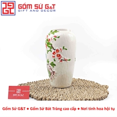 Lọ hoa dáng phích khắc chim đào H30