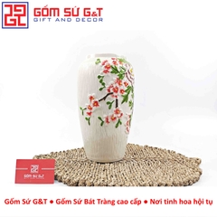 Lọ hoa dáng phích khắc chim đào H30