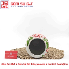 Lọ hoa dáng phích khắc chim đào H30