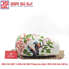 Lọ hoa dáng phích khắc chim đào H30