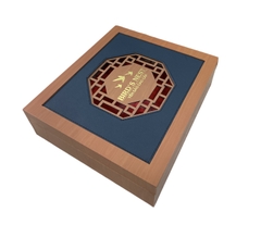 Bộ Hộp Quà Gỗ Da Xanh - Khay Hoa Mai