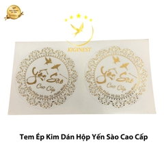 Tem Ép Kim Dán Hộp Yến Sào Cao Cấp Viền Lá Cây 2 Chim Yến