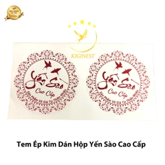 Tem Ép Kim Dán Hộp Yến Sào Cao Cấp Viền Lá Cây 2 Chim Yến