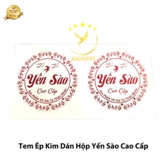 Tem Ép Kim Dán Hộp Yến Sào Cao Cấp Viền Lá Cây 3 Chim Yến