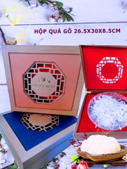 Bộ Hộp Quà Gỗ Da Nâu - Khay Đài Loan