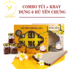 Túi 6 Hủ Yến Chưng  Có Khay Họa Tiết Hoa Mai