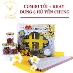 Túi 6 Hủ Yến Chưng  Có Khay Họa Tiết Hoa Mai