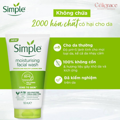 Sữa Rửa Mặt Simple Dưỡng Ẩm Cho Da Khỏe Và Mịn Màng Moisturising Facial Wash 150ml (Xanh Lá)